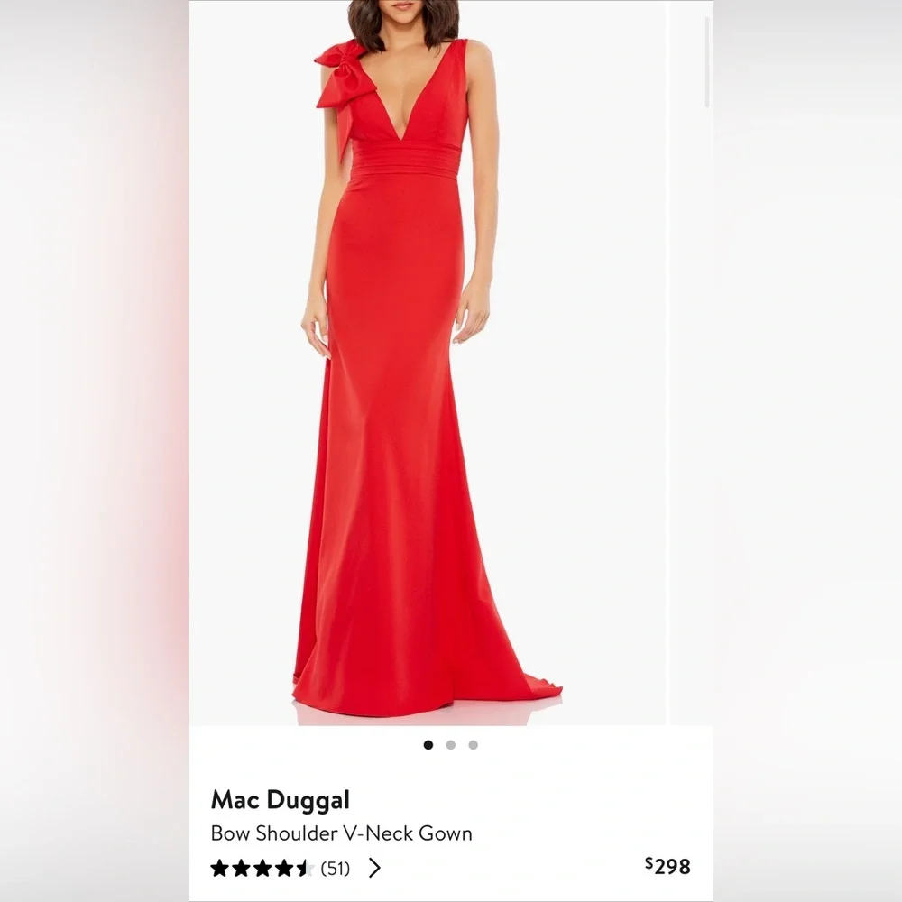 Mac Duggal - Bow Shoulder V Neck - Size 14 - Picture 2 of 5